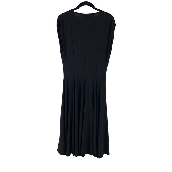 Norma Kamali Black Sleeveless Dress Deep V-Neck Flare Stretch Knee Womens Large - Picture 5 of 12